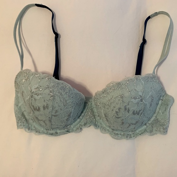 Victoria Secret Pink Aqua and Silver Push Up Bra - Picture 2 of 6